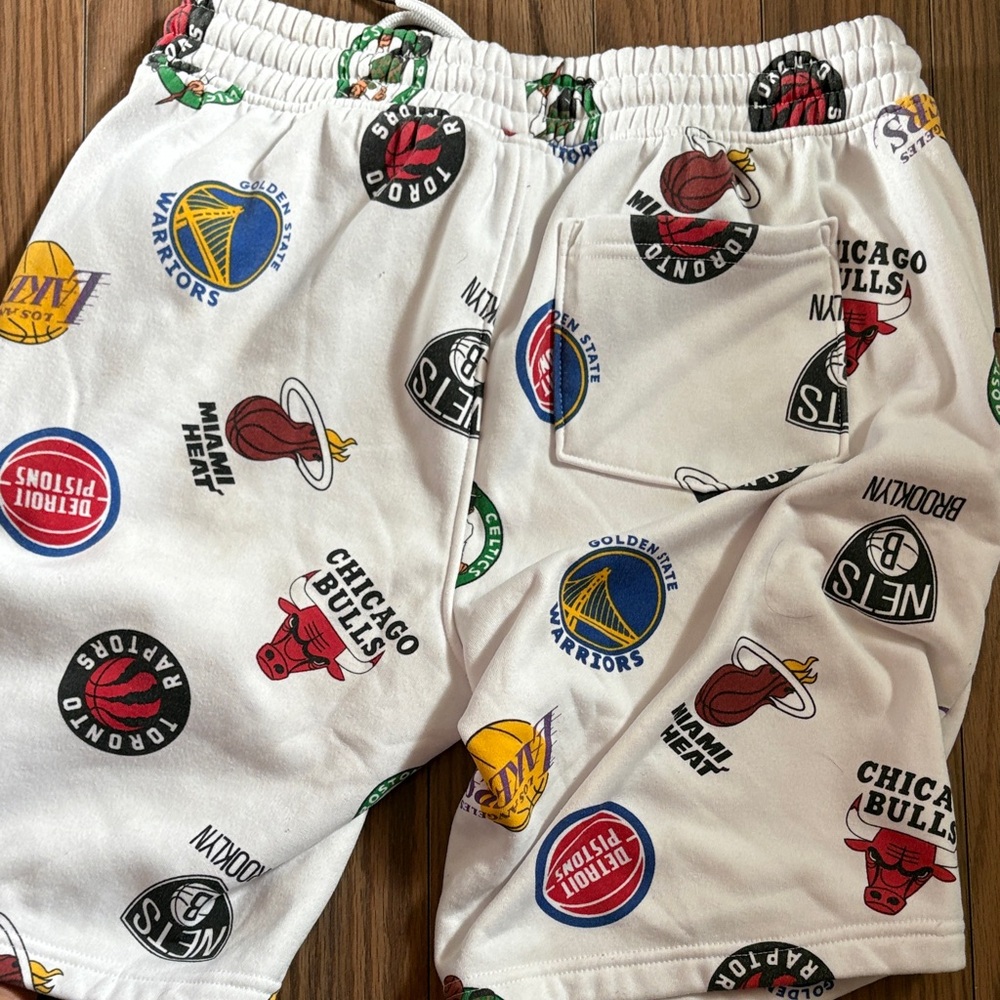 NBA White Multi-Team Logo Athletic Shorts - Picture 3 of 3